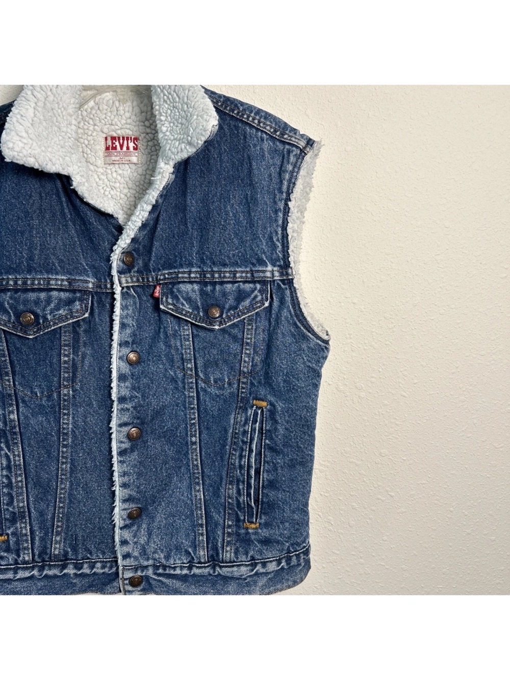 Vintage 80’s Levi’s Denim Sherpa Lined Vest Harley-Davidson Made In USA Size Med - Picture 6 of 16
